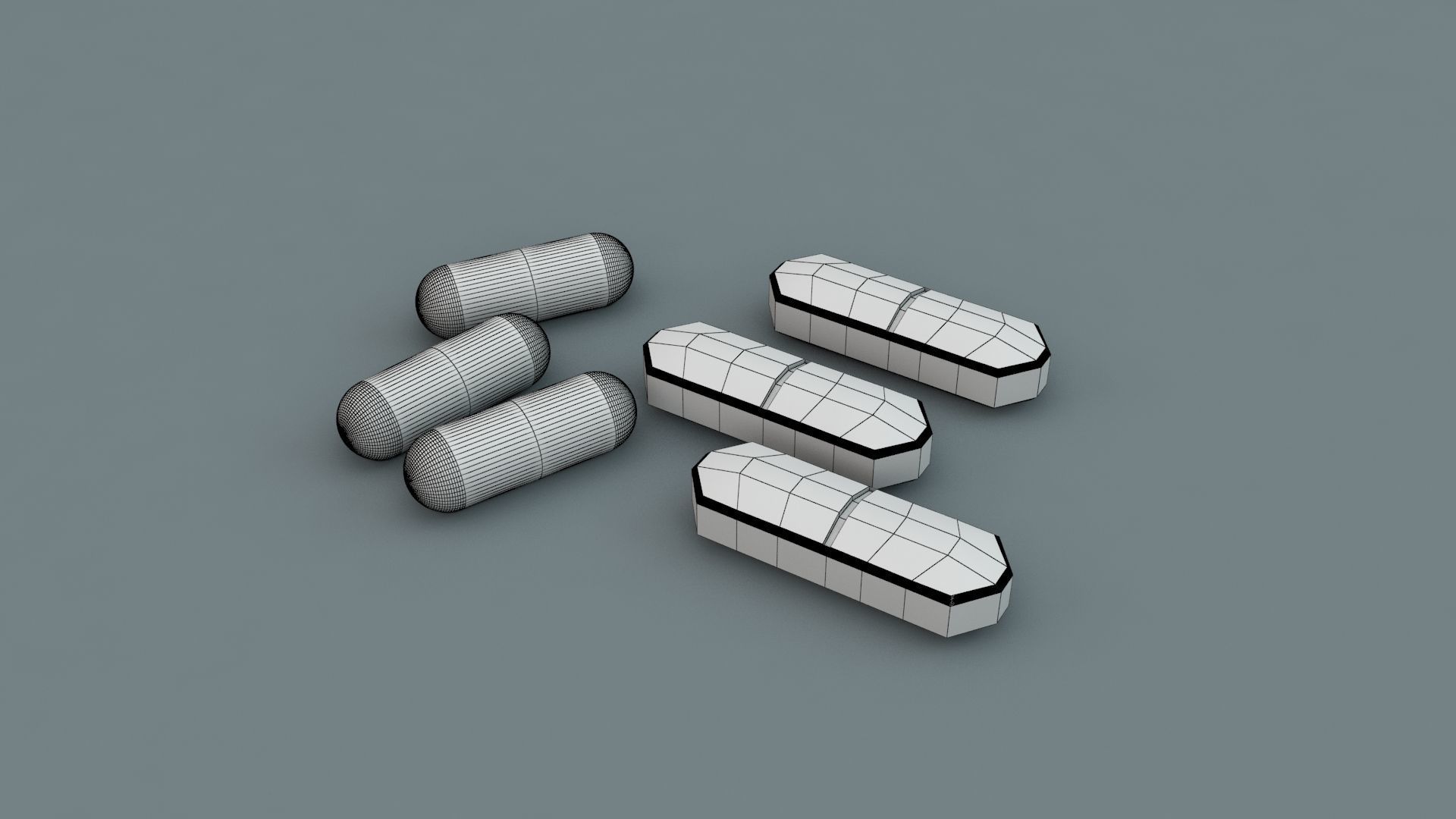 Pills package of and bottle of water 3D model_4