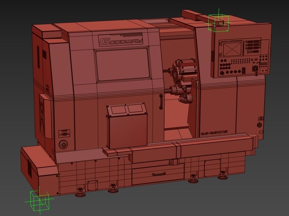 lathe turret machine GOODWAY GS-260MS Koordinate cnc 3D model_13