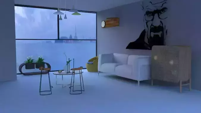 Modern Living Room with the ocean view