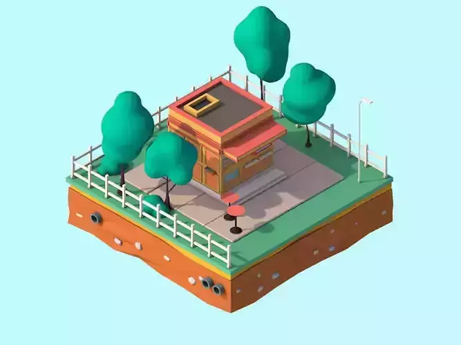 Cartoon Low Poly Street Tray