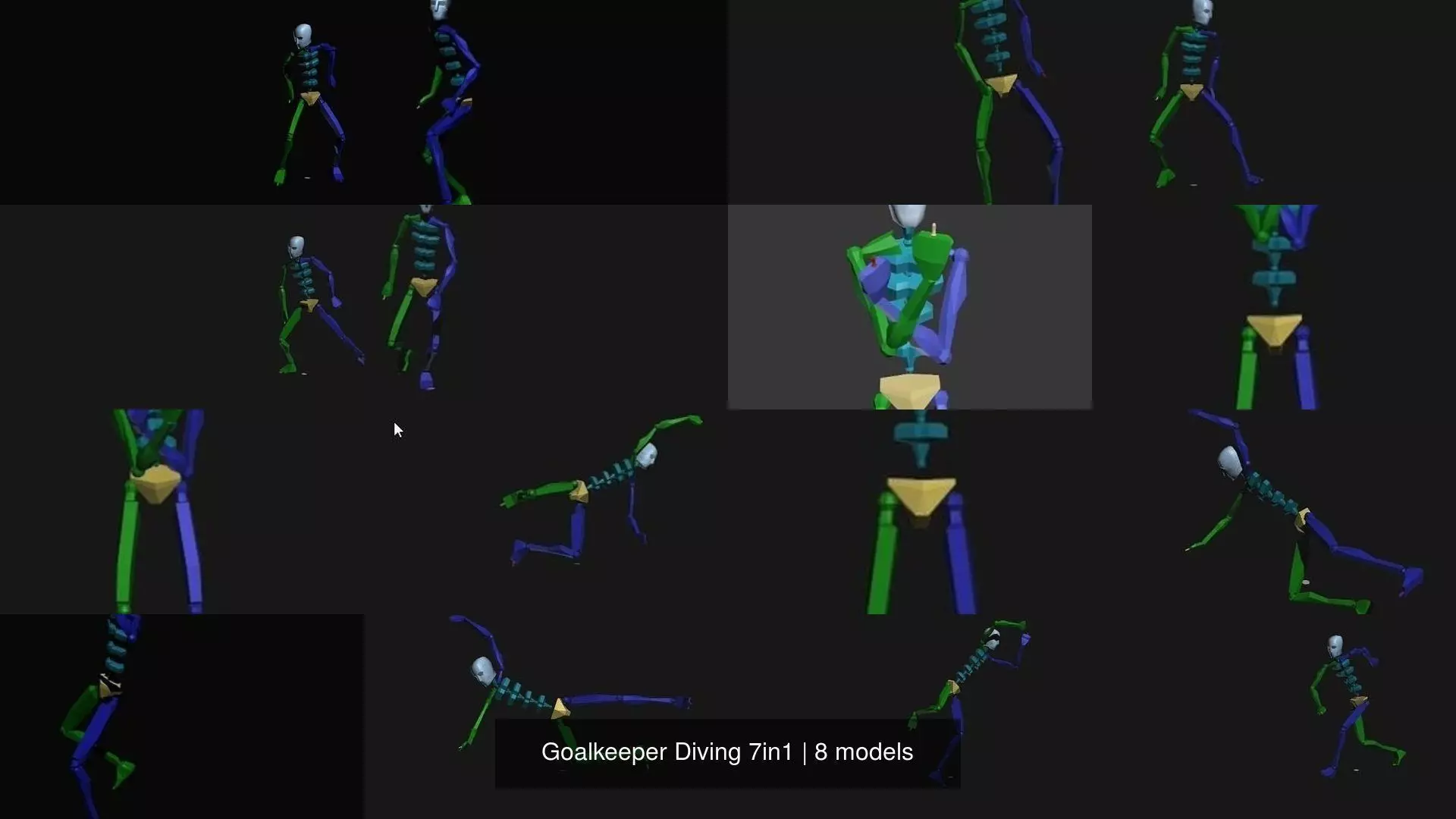 Goalkeeper Diving 7in1 3D Model Collection_9