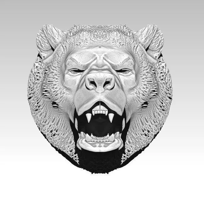Angry bear head grizzly 3D print model_0