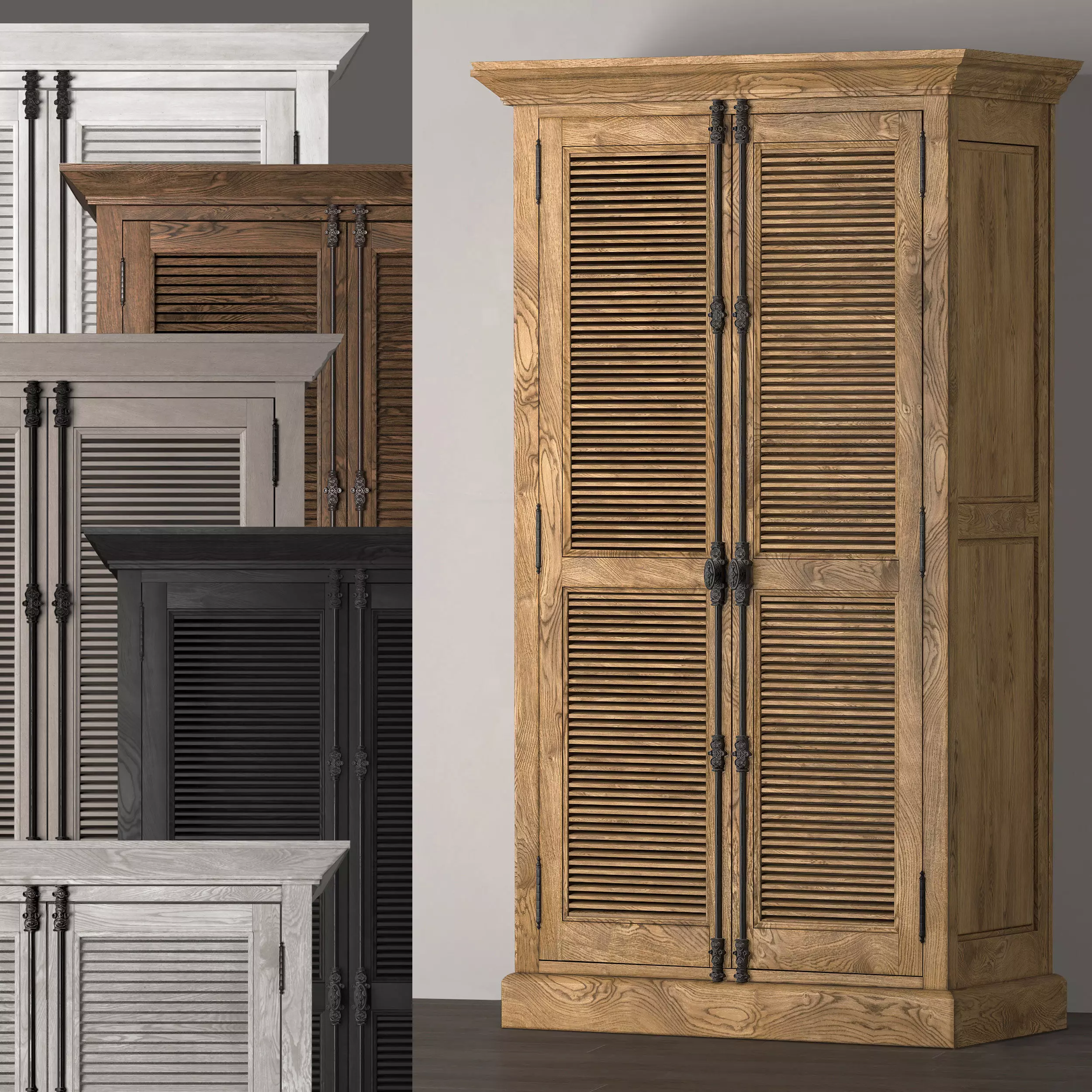 Shutter Double-Door Cabinet 3D model_0