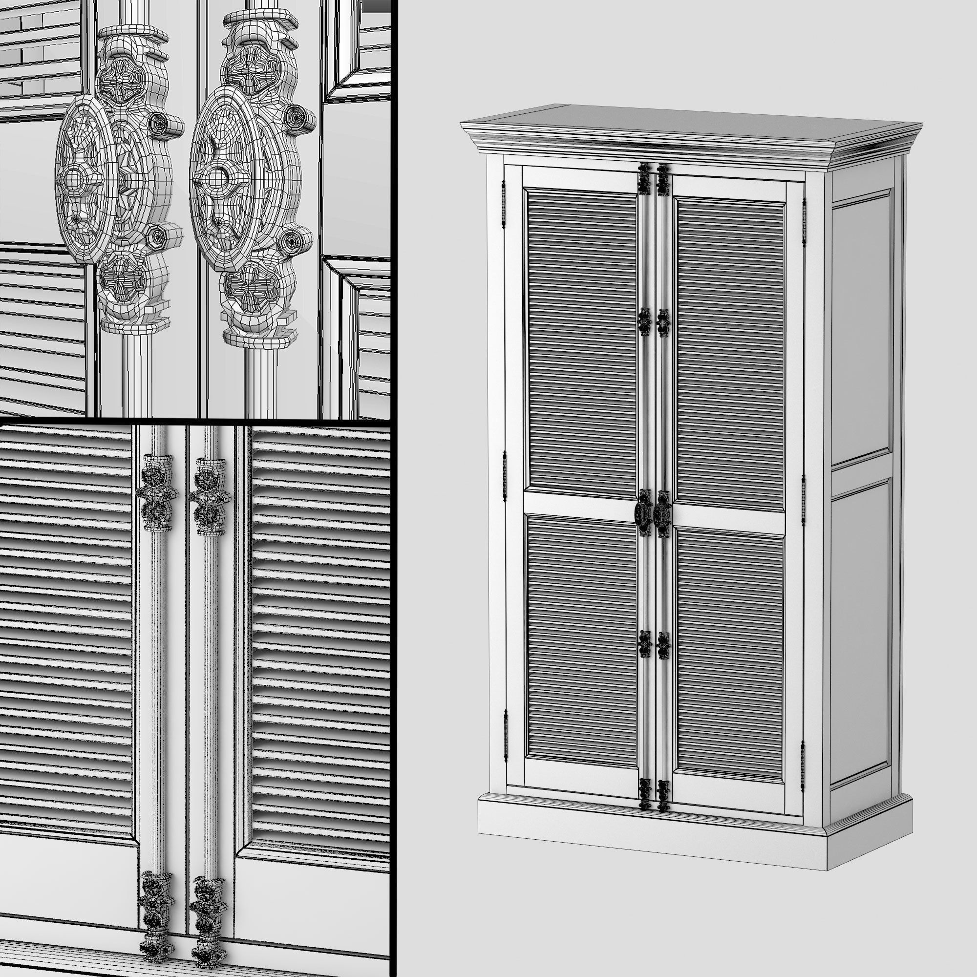 Shutter Double-Door Cabinet 3D model_1