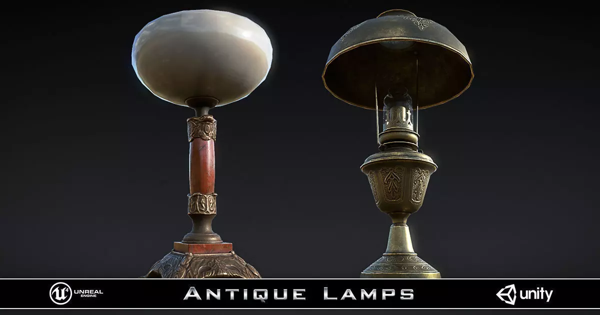 Antique Lamps UNITY and BLENDER Low-poly 3D model_0