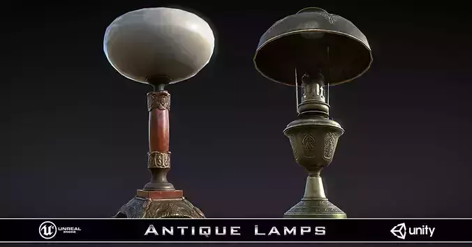 Antique Lamps UNITY and BLENDER Low-poly 3D model