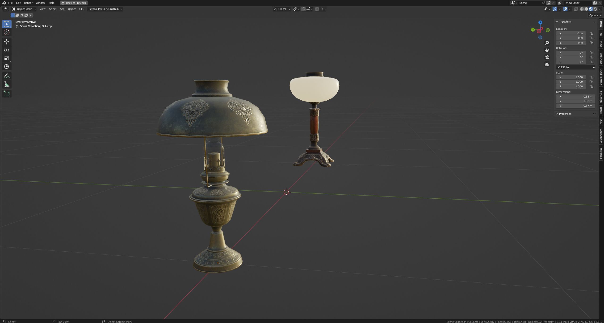 Antique Lamps UNITY and BLENDER Low-poly 3D model_9