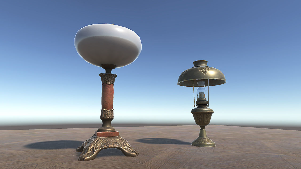 Antique Lamps UNITY and BLENDER Low-poly 3D model_7