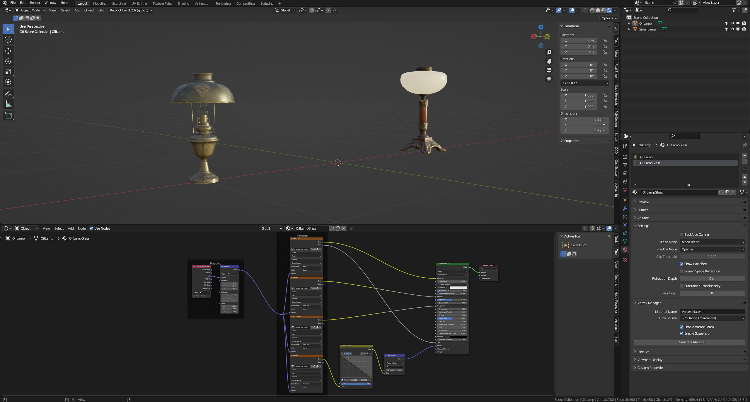 Antique Lamps UNITY and BLENDER Low-poly 3D model_8