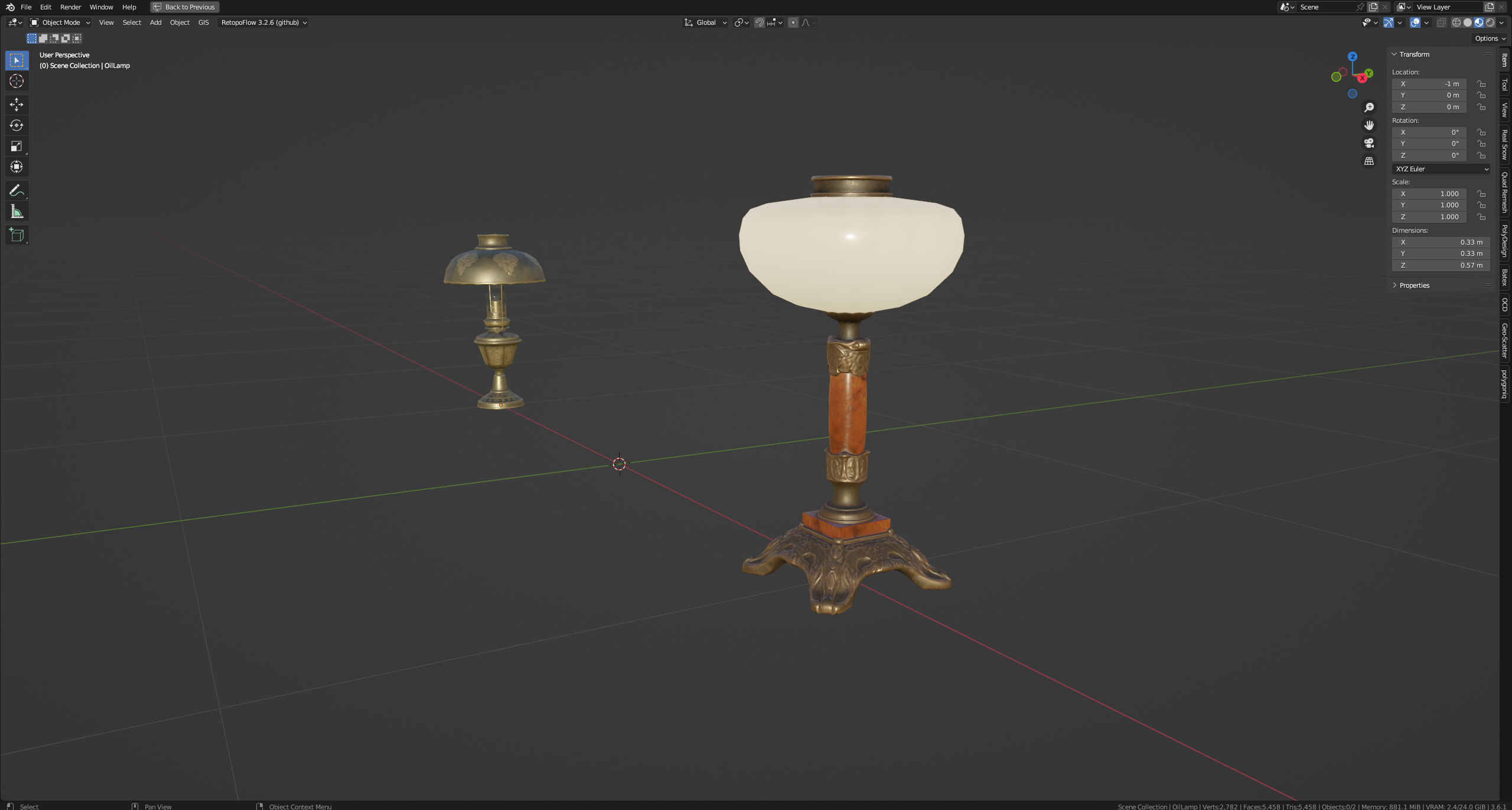 Antique Lamps UNITY and BLENDER Low-poly 3D model_10