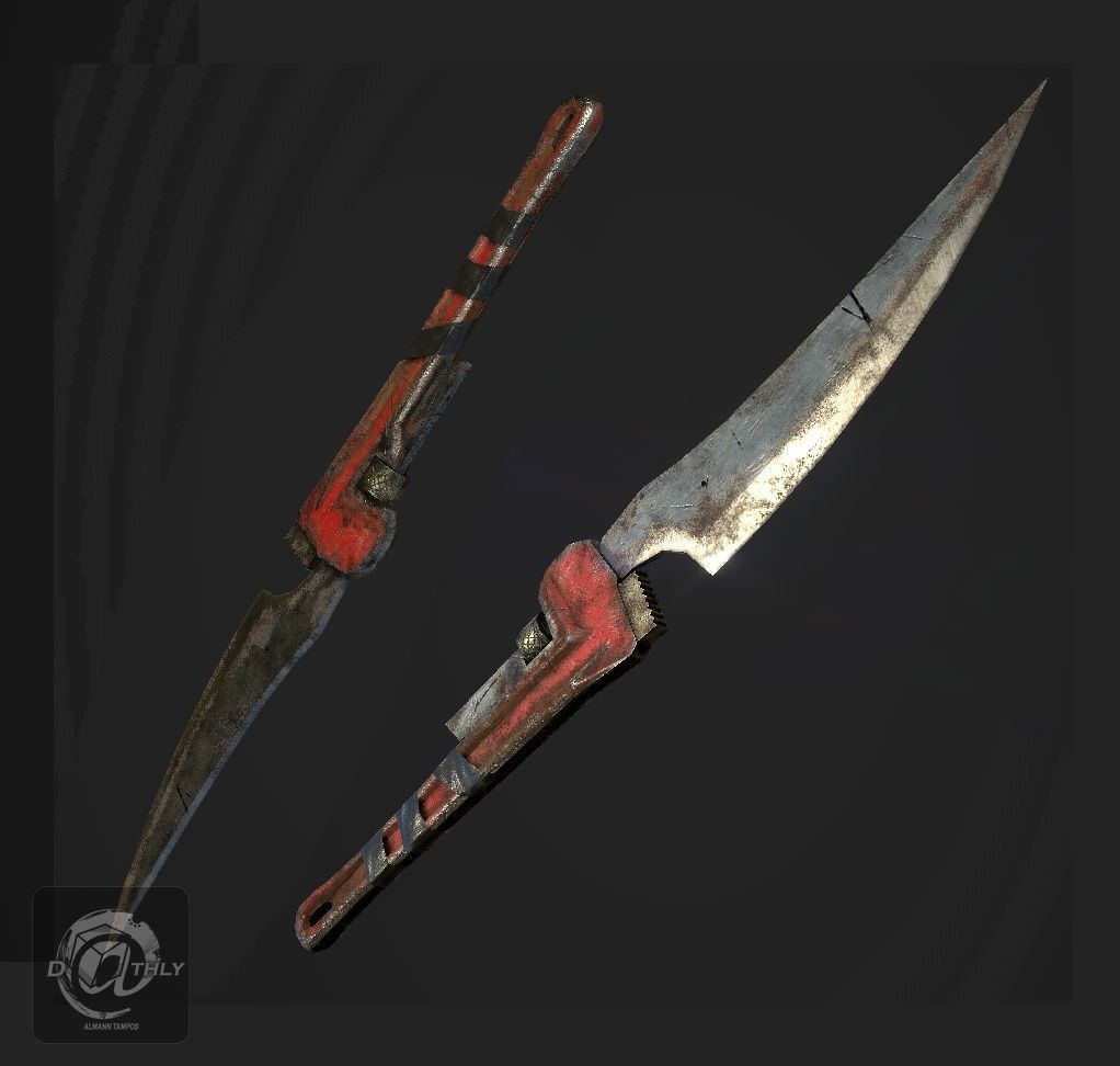 Wrench Knife Lowpoly Low-poly 3D model_1
