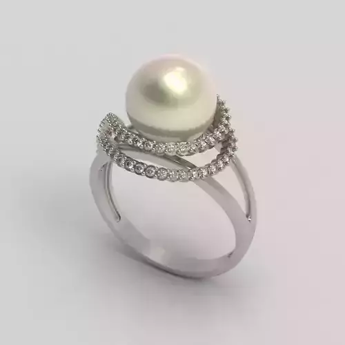 Women Pearl and Diamonds Ring Design 3dm stl vintage