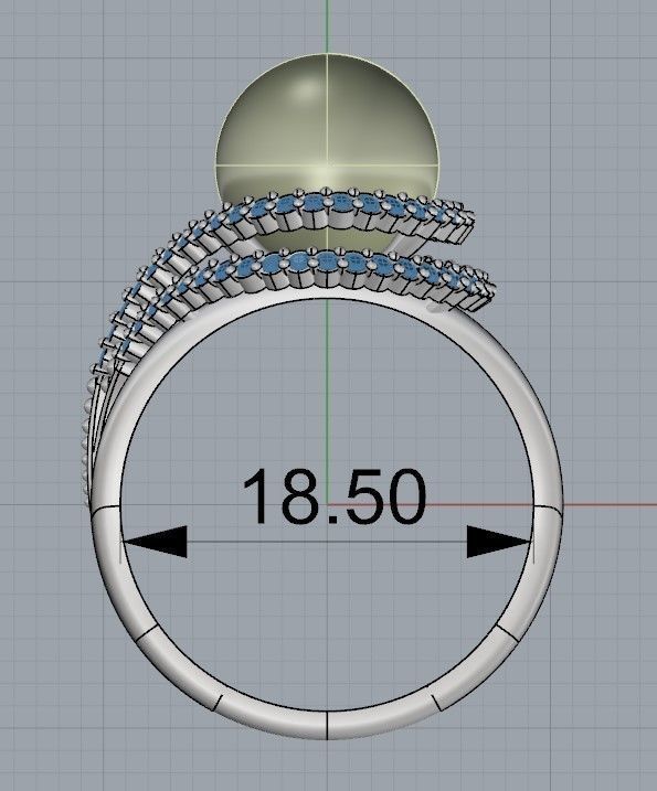 Women Pearl and Diamonds Ring Design 3dm stl vintage 3D print model_7