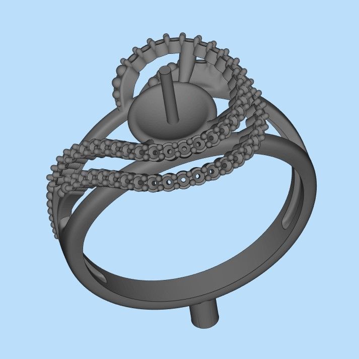 Women Pearl and Diamonds Ring Design 3dm stl vintage 3D print model_9