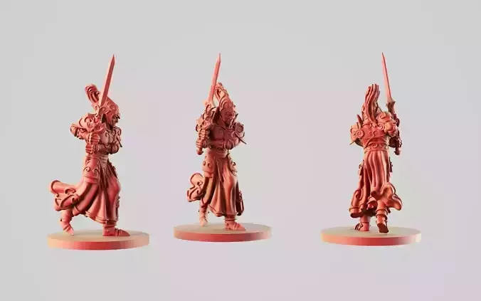 paladin 4 three miniatures 3D print model