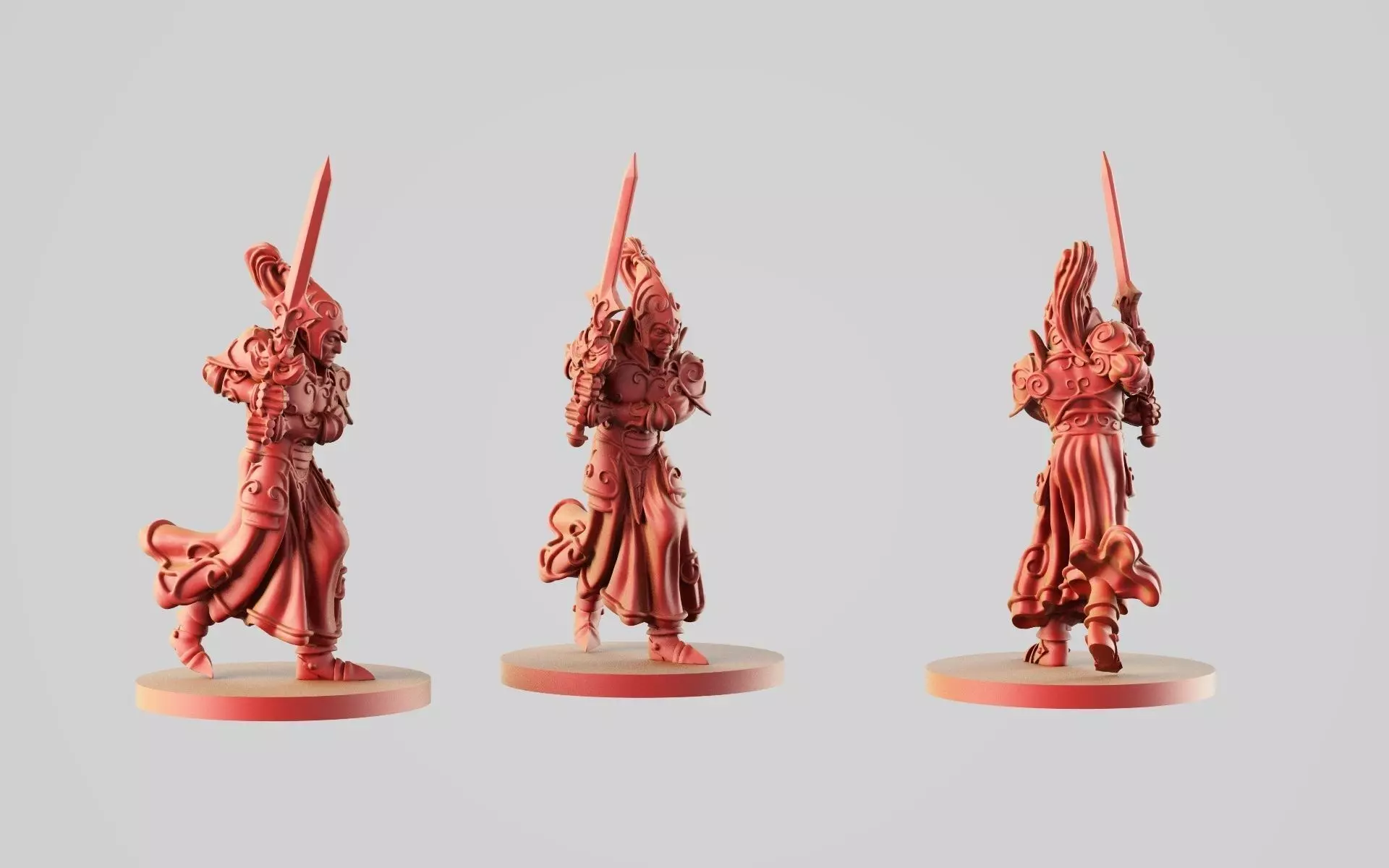 paladin 4 three miniatures 3D print model_0