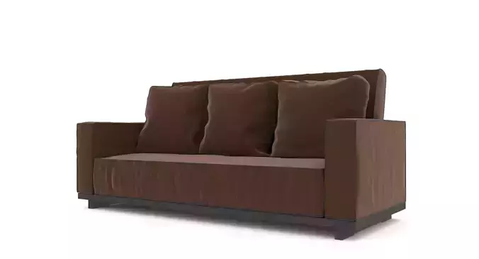 couch 3 two seater sofa - teal Low-poly 3D model