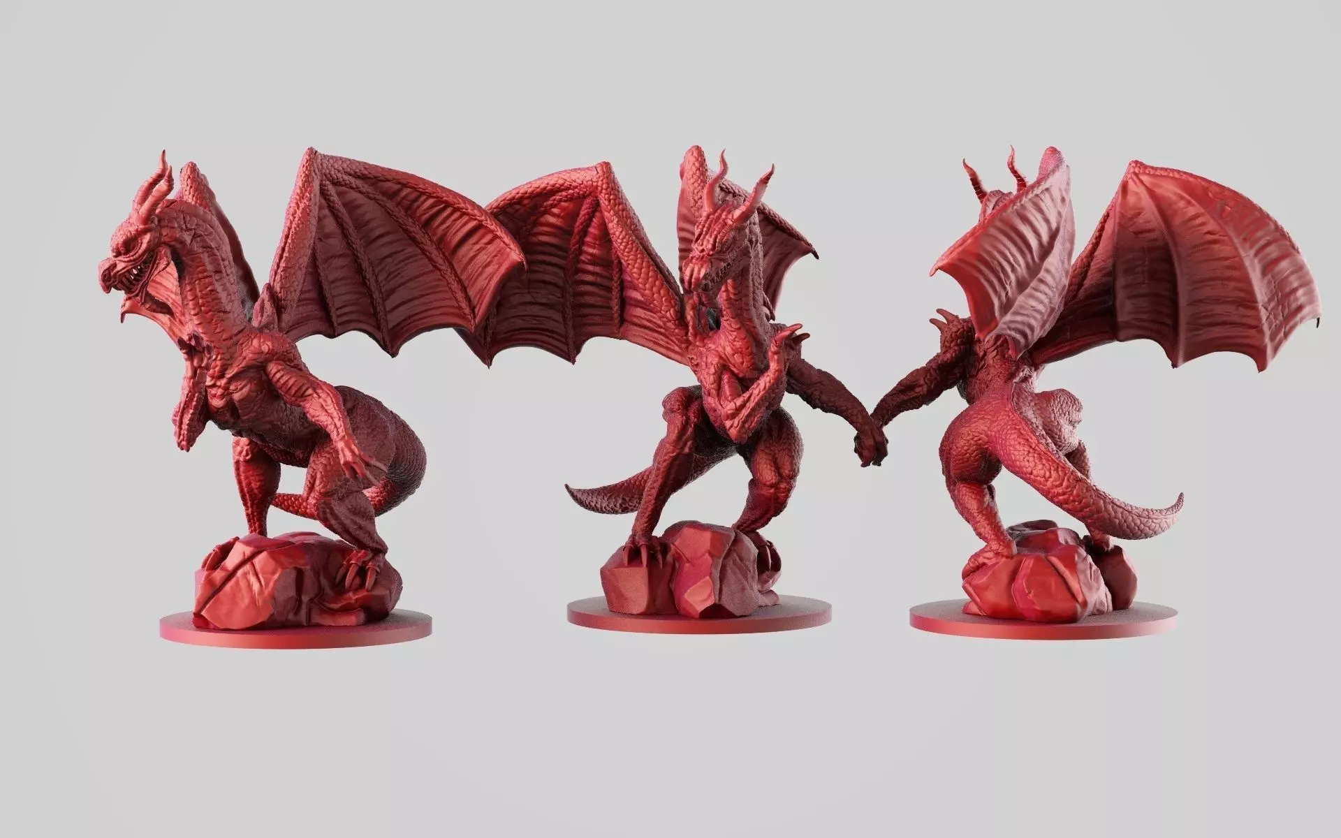 Dragon three figurines 3D print model_0