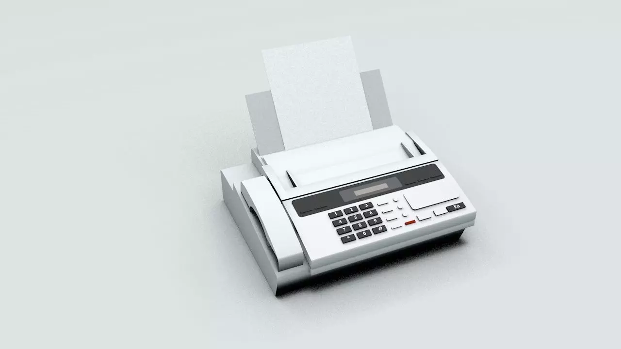 Fax Machine Electronic Low-poly 3D model_0