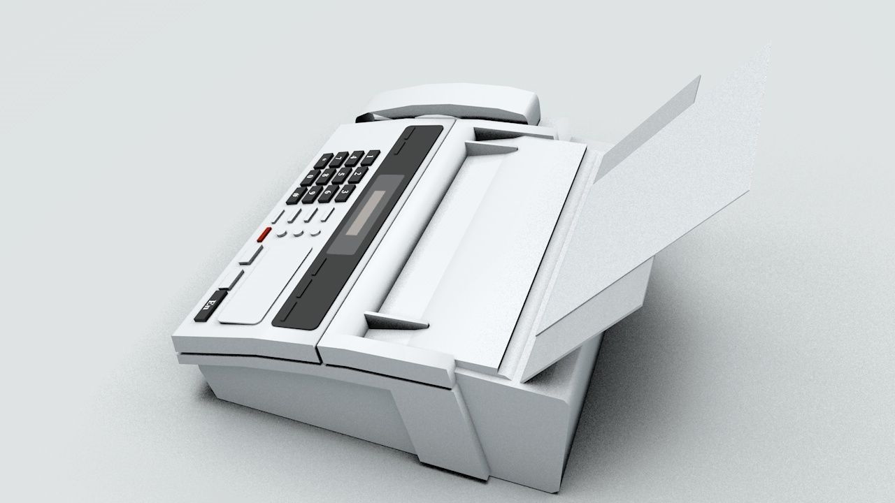Fax Machine Electronic Low-poly 3D model_4