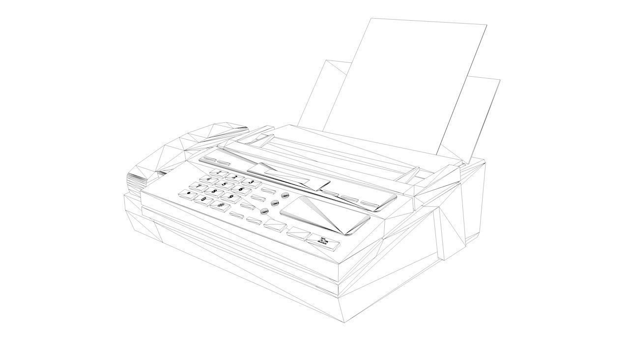 Fax Machine Electronic Low-poly 3D model_8