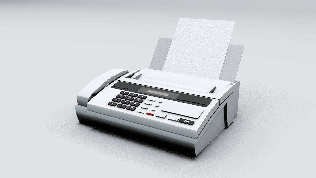 Fax Machine Electronic Low-poly 3D model_1