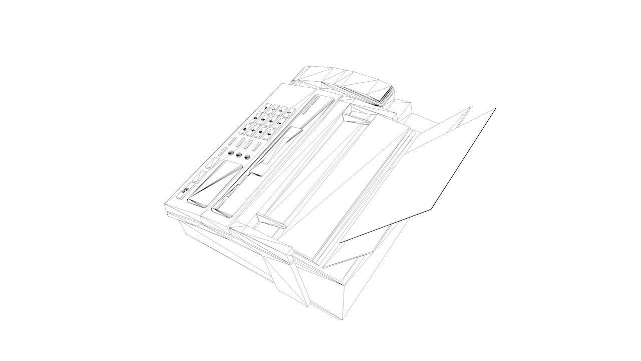 Fax Machine Electronic Low-poly 3D model_9