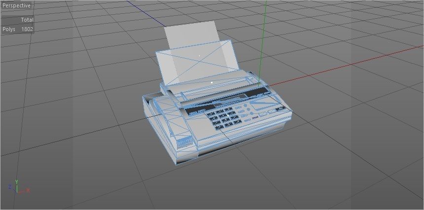 Fax Machine Electronic Low-poly 3D model_5