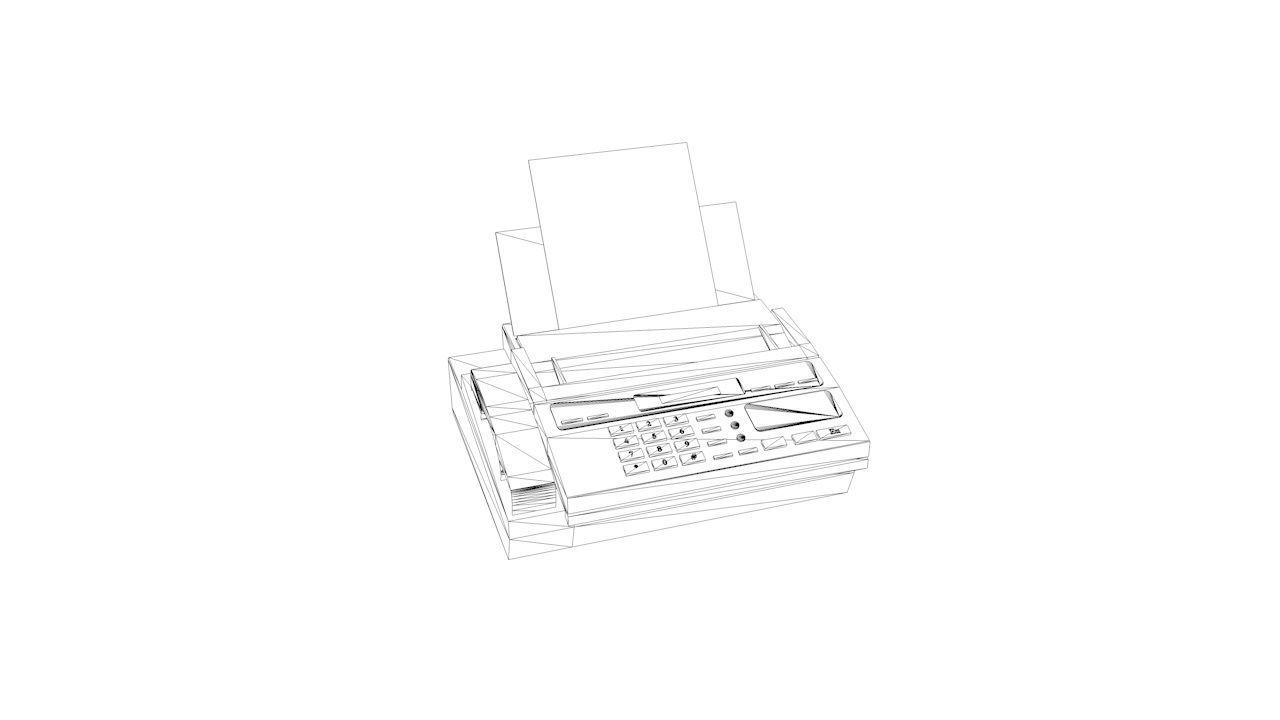 Fax Machine Electronic Low-poly 3D model_7