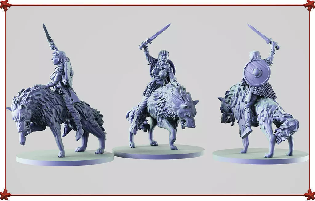 Viking on a wolf 3D print model