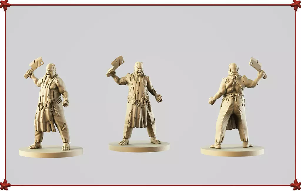 Butcher three figurines of man holding knife 3D print model_0