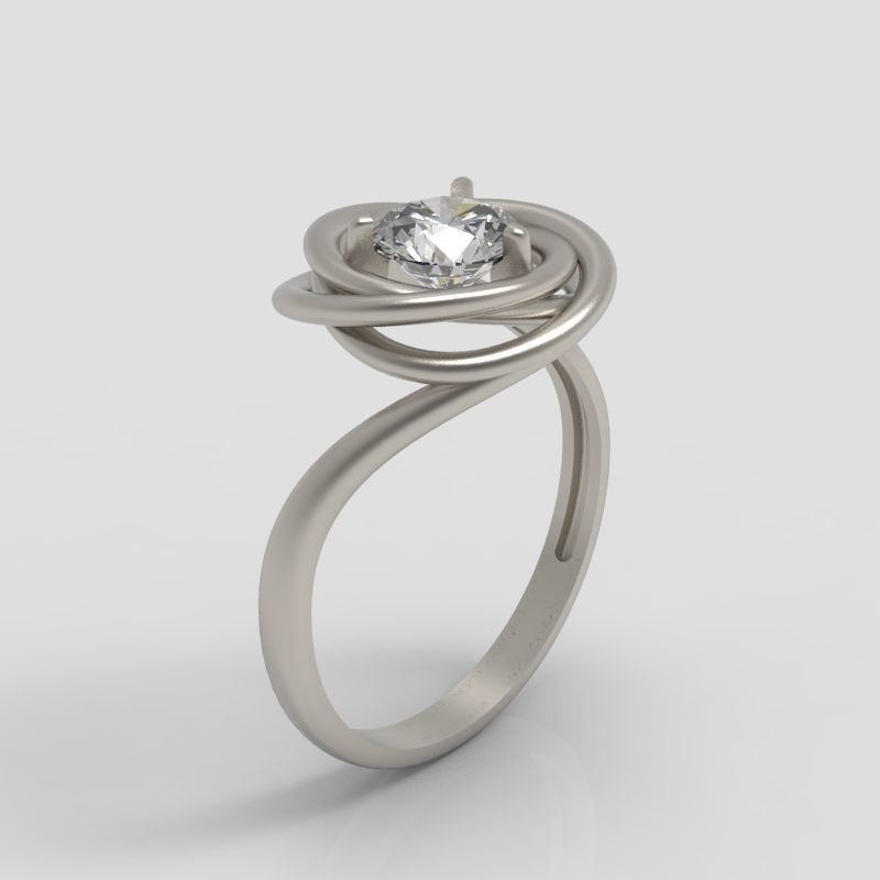 solitaire wedding engagement women ring design 3dm stl 3D print model_5