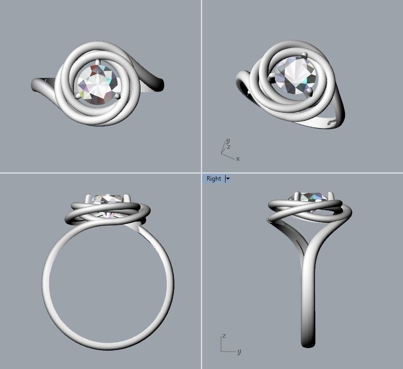 solitaire wedding engagement women ring design 3dm stl 3D print model_10