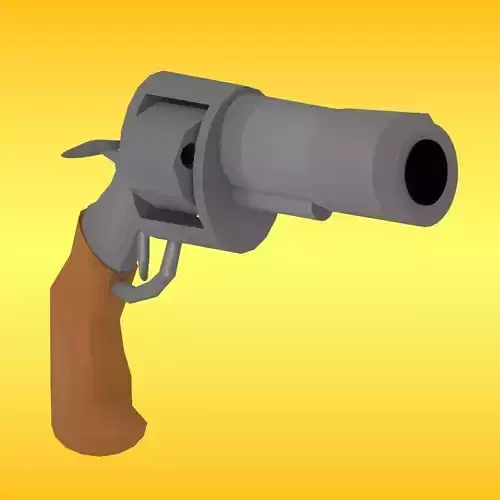 Revolver and bullets Low-poly 3D model