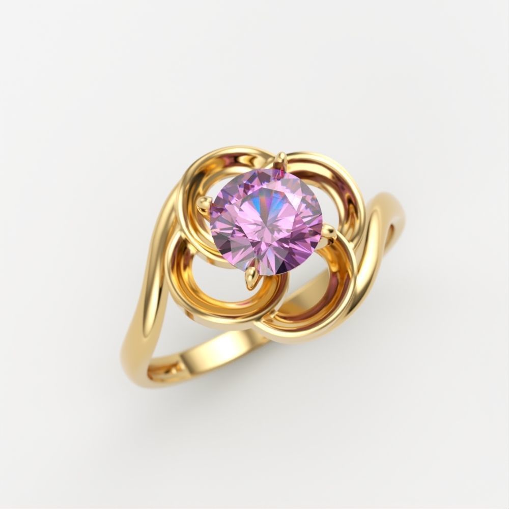 Solitaire Wedding Engagement Women  Ring design 3dm stl  3D print model_12