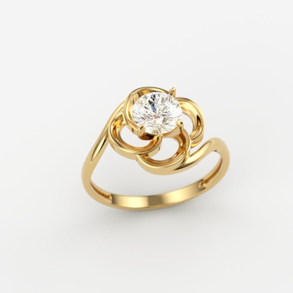Solitaire Wedding Engagement Women  Ring design 3dm stl  3D print model_8