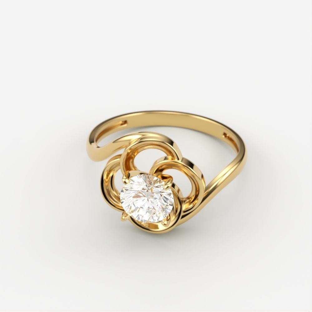 Solitaire Wedding Engagement Women  Ring design 3dm stl  3D print model_2