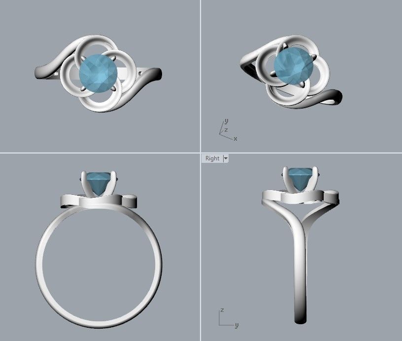 Solitaire Wedding Engagement Women  Ring design 3dm stl  3D print model_29