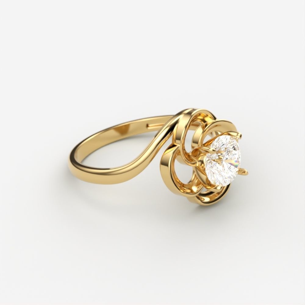 Solitaire Wedding Engagement Women  Ring design 3dm stl  3D print model_3