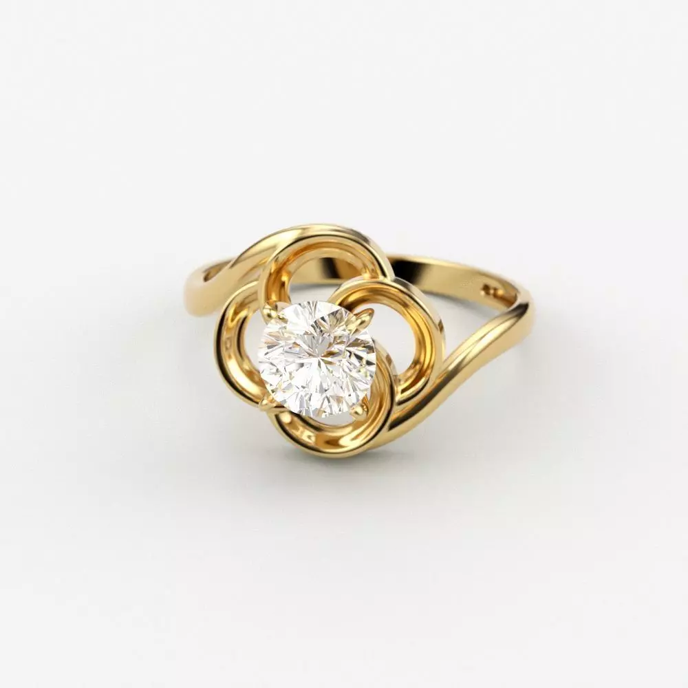 Solitaire Wedding Engagement Women  Ring design 3dm stl  3D print model_0