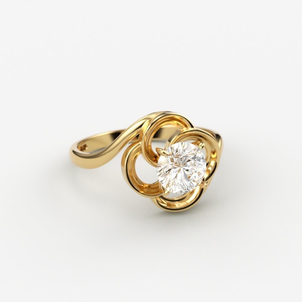 Solitaire Wedding Engagement Women  Ring design 3dm stl  3D print model_1