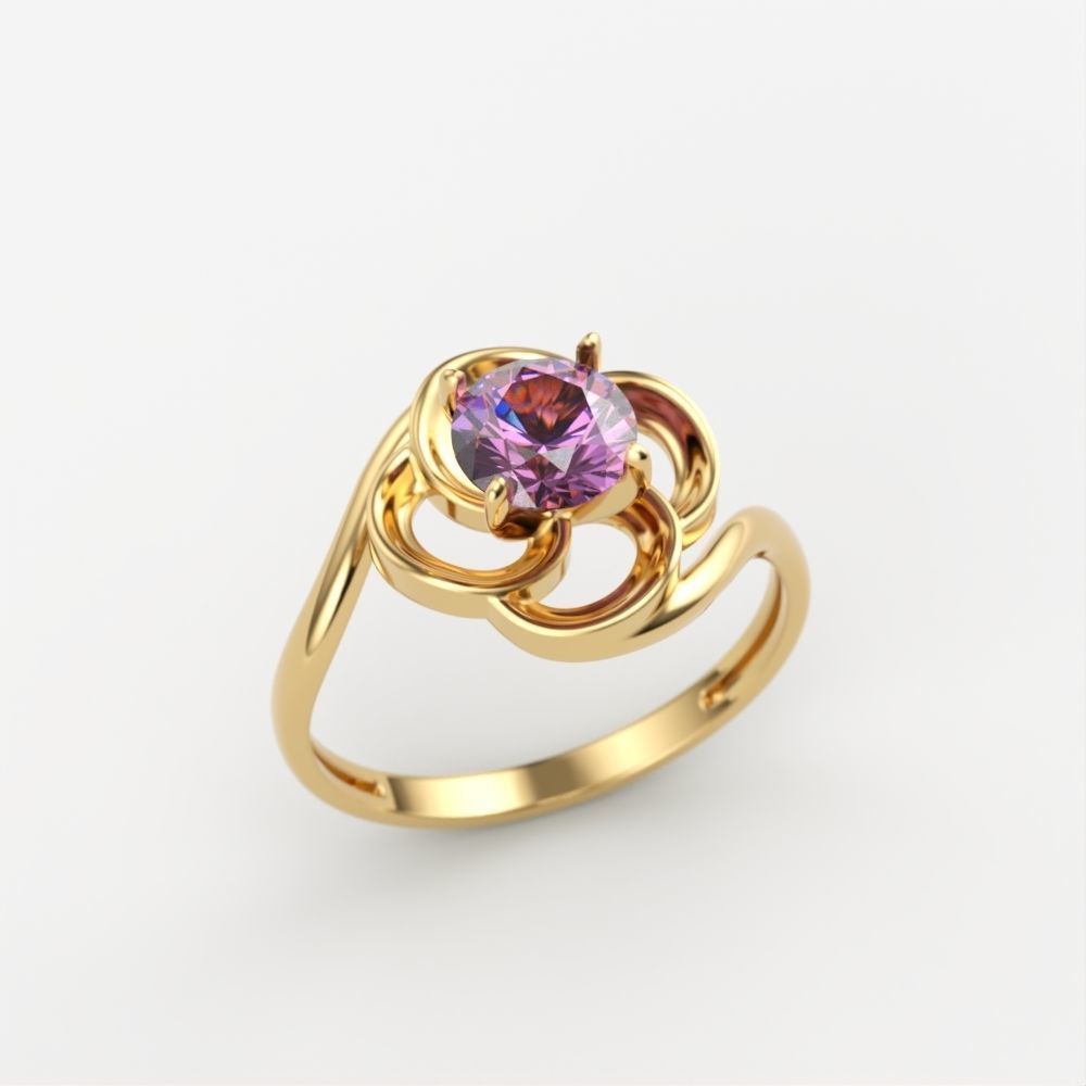 Solitaire Wedding Engagement Women  Ring design 3dm stl  3D print model_14