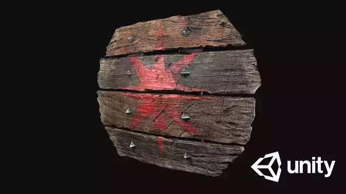 Old Wooden Shield  - PBR Game Ready Low-poly 3D model