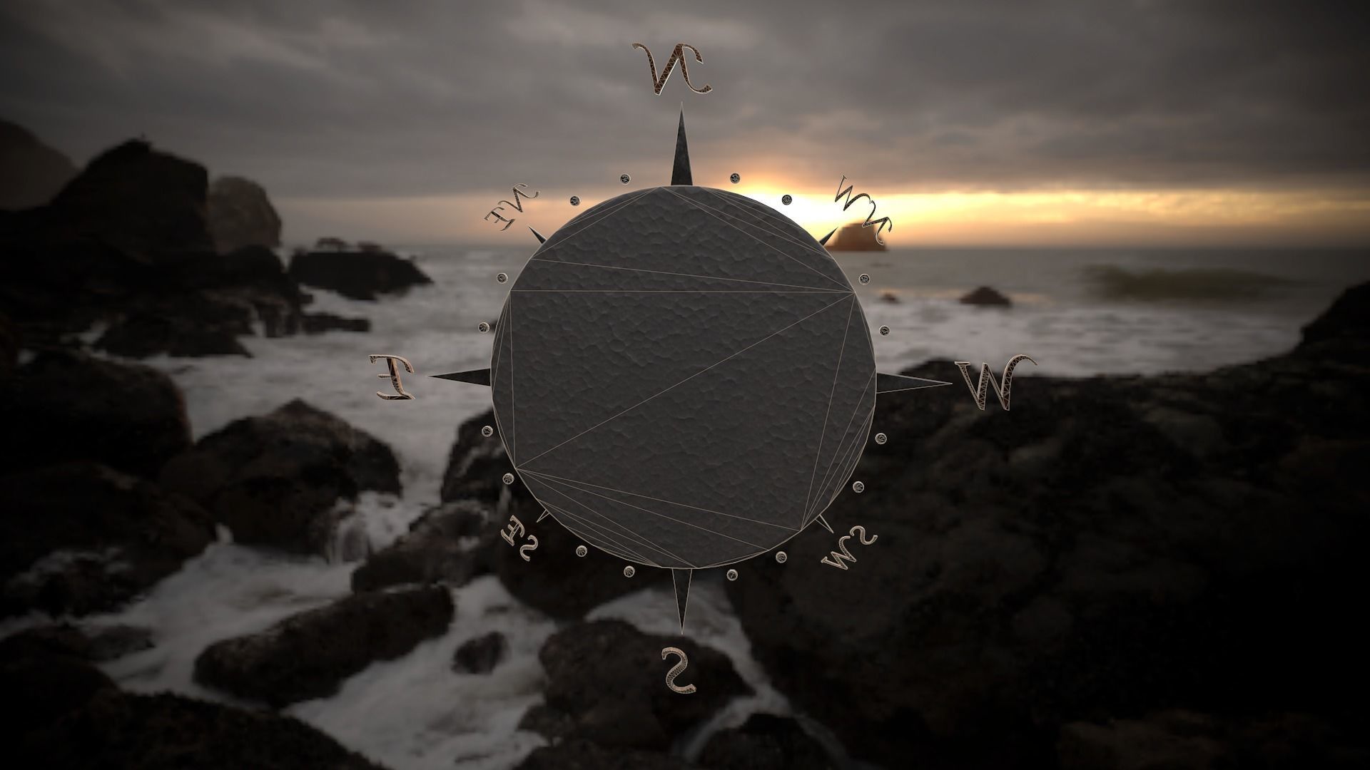 Compass rose Low-poly 3D model_7