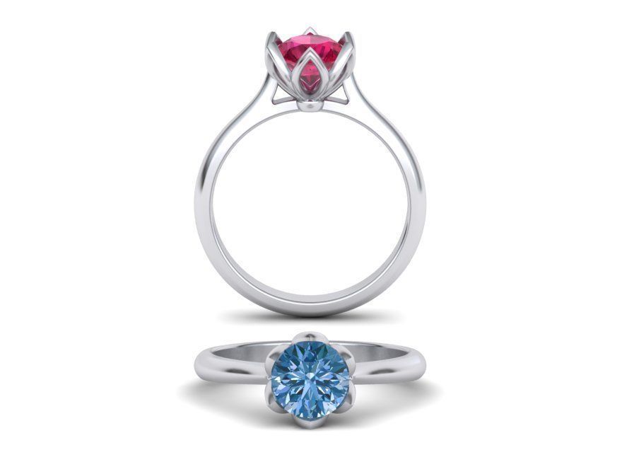 Engagement Solitaire ring Classic style N10318 3D print model_21