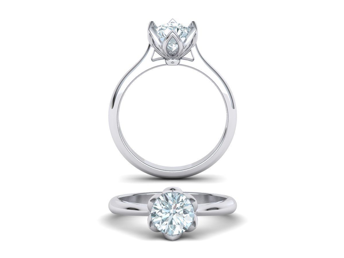 Engagement Solitaire ring Classic style N10318 3D print model_29