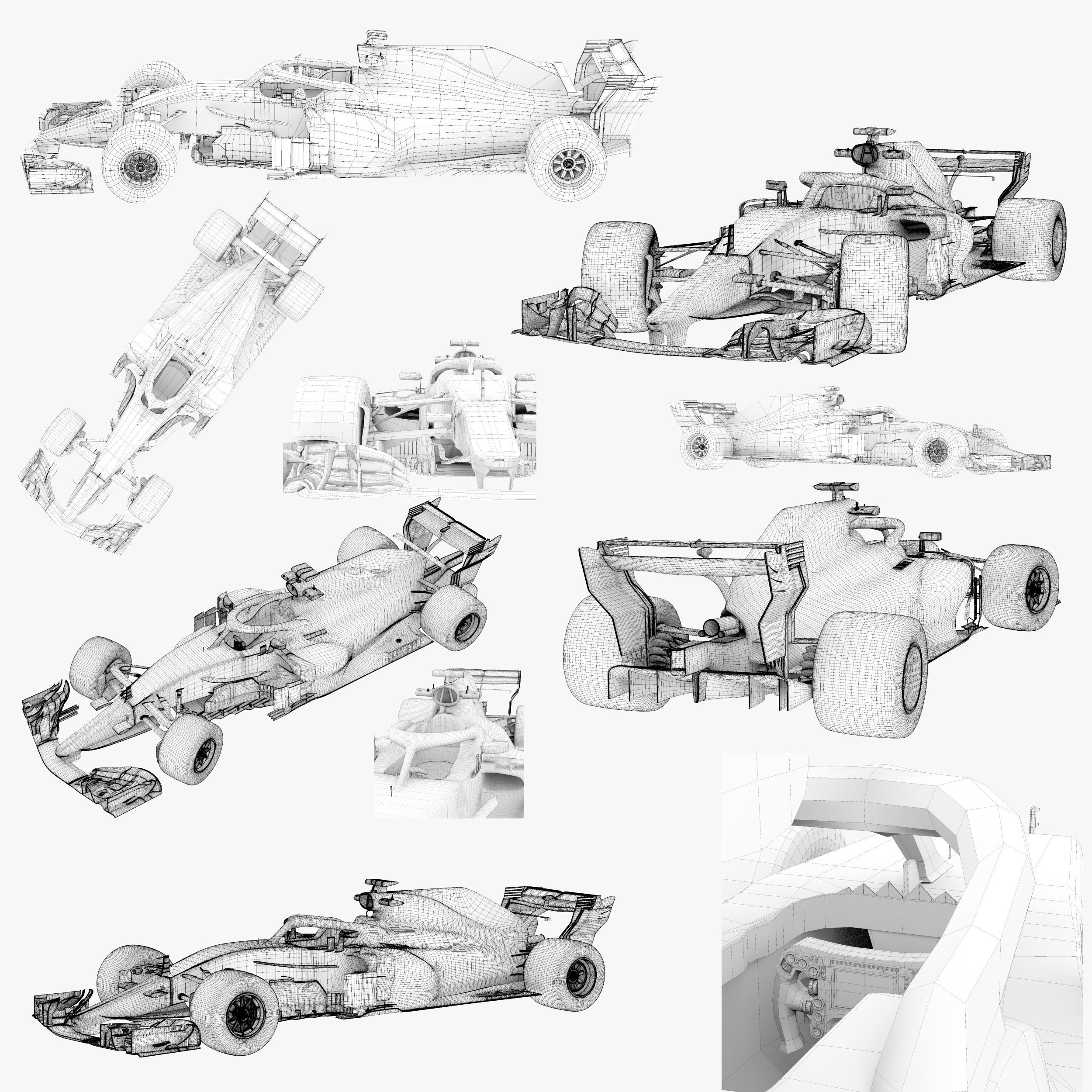 Mercedes  W09  Car Low-poly 3D model_10