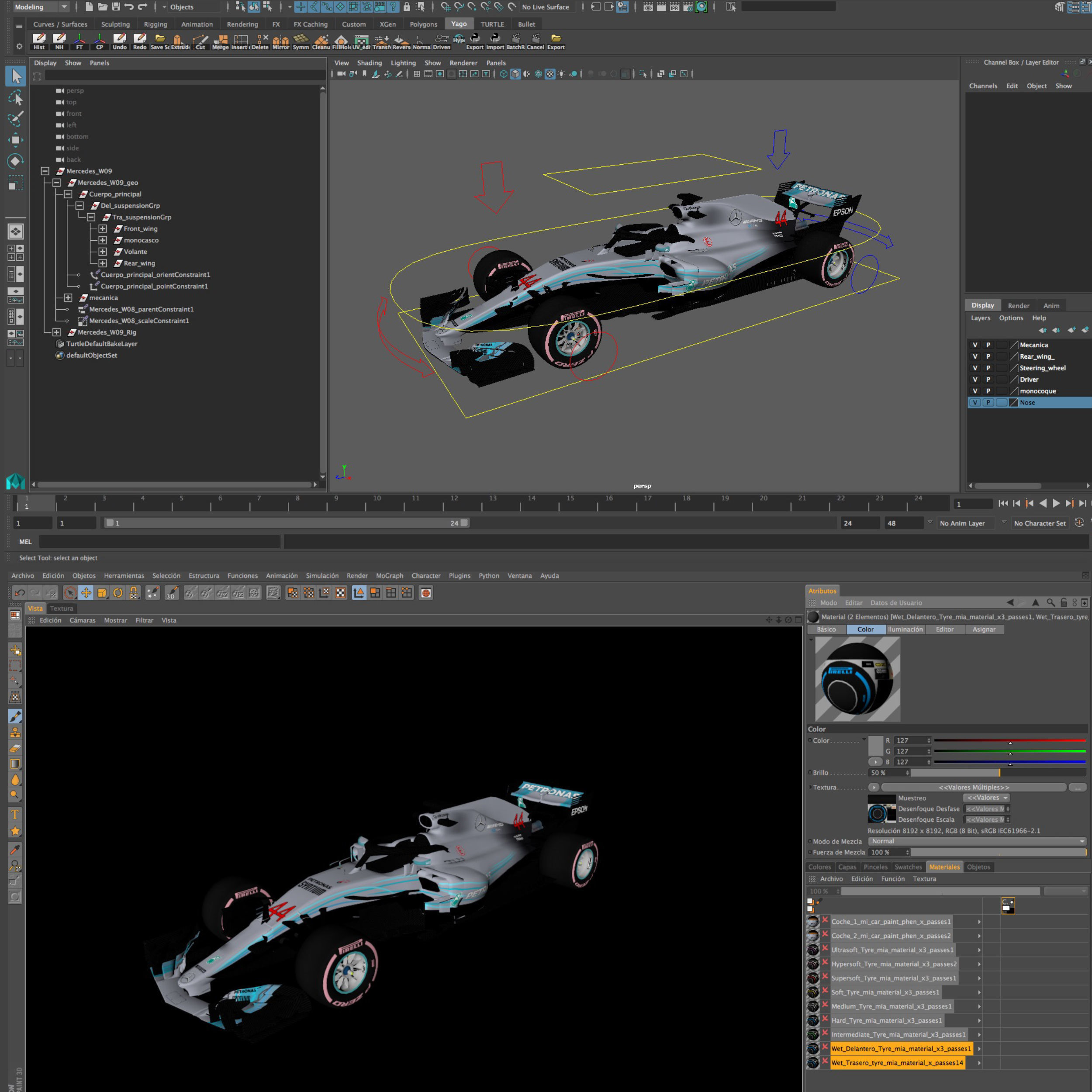 Mercedes  W09  Car Low-poly 3D model_13