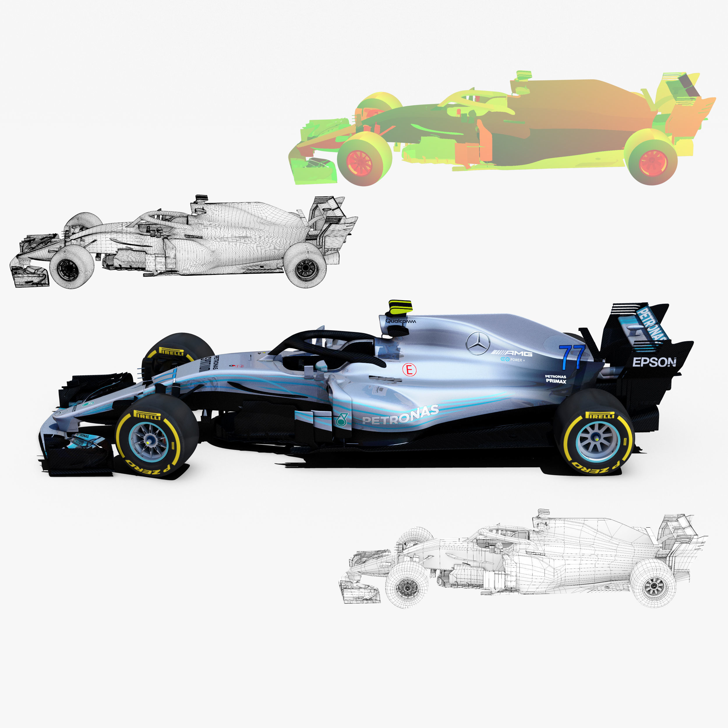 Mercedes  W09  Car Low-poly 3D model_1