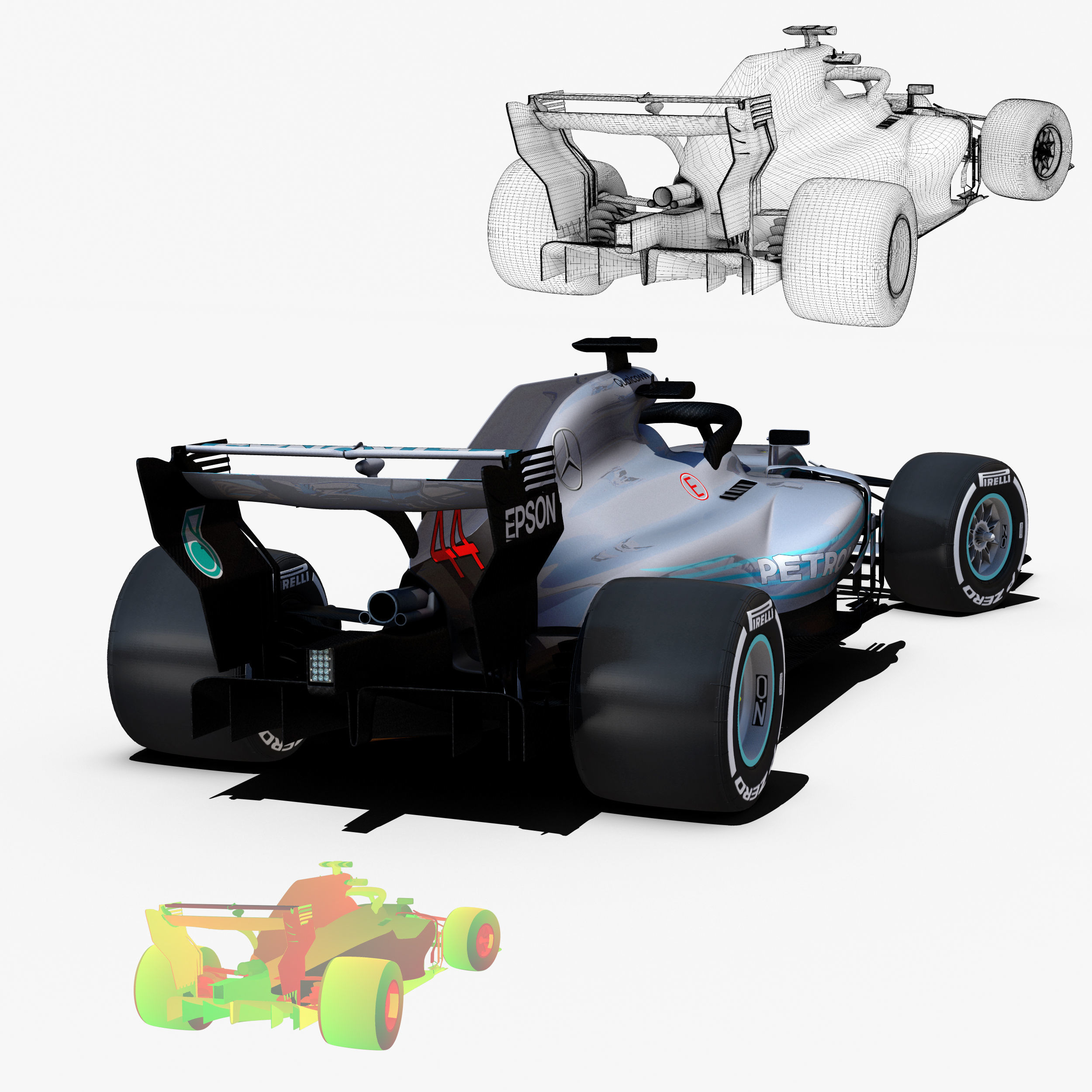 Mercedes  W09  Car Low-poly 3D model_6
